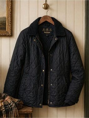 Barbour Black Quilted Jacket Womens US 12 UK 16 Lightweight Coat